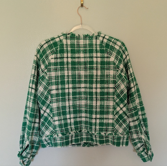 Cabi Jacket Sophia Green Plaid Tweed Button Up Library Blazer Medium Style 5653 - Picture 7 of 10